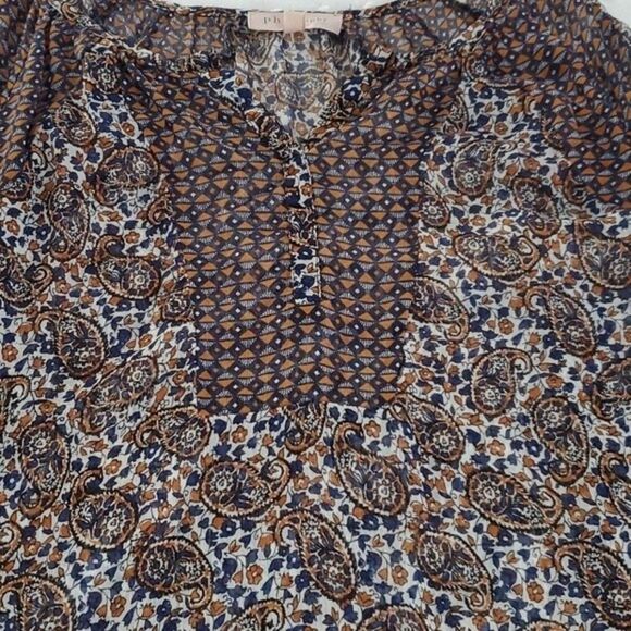 PHILOSOPHY REBUBLIC SHEER BOHO PEASANT BLOUSE SIZE MEDIUM - Picture 6 of 10